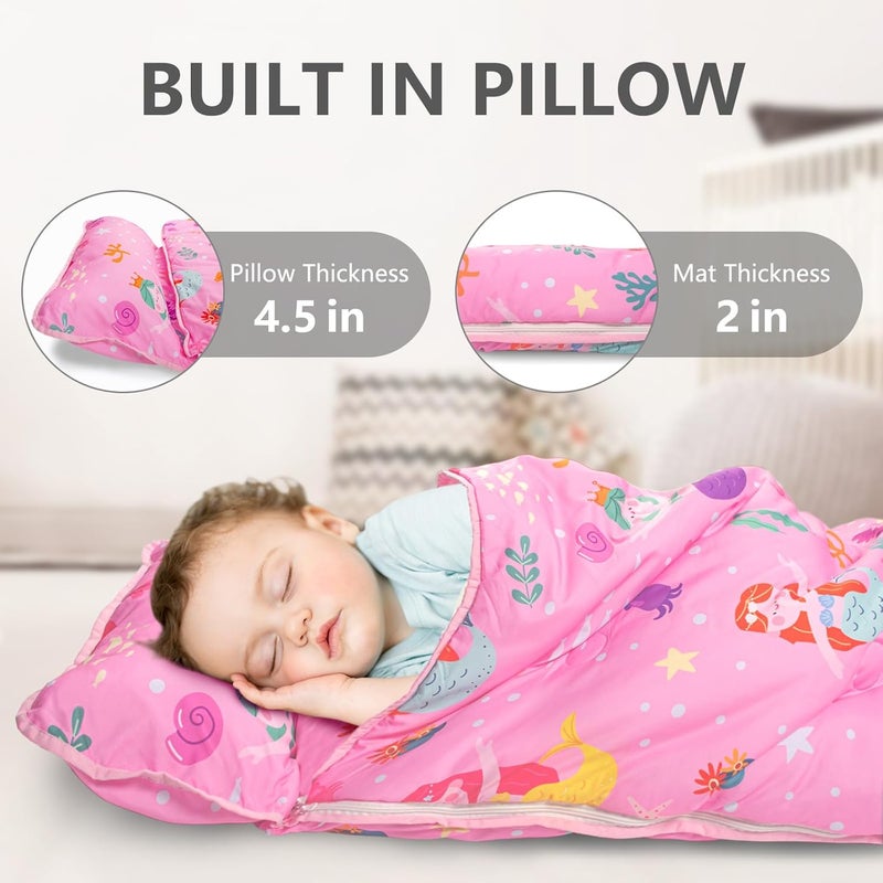 PRIMLECT Toddler Nap Mat Extra Large Thickened 55''x35'', Soft Sleeping Bag with Detachable Minky Blanket and Pillow, Portable for Daycare, Preschool, Kindergarten, Travel, Boys and Girls - Image 5